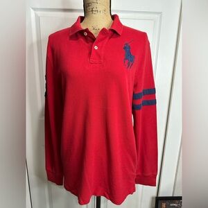 Polo Ralph Lauren Polo Shirt Boys XL Red Long Sleeve Big Pony Embroidered